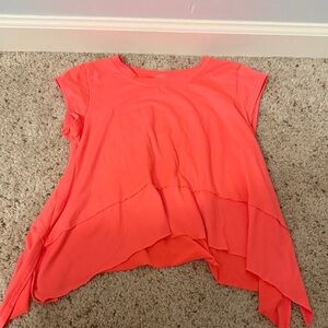 Free People Bright Coral Short Sleeve Top